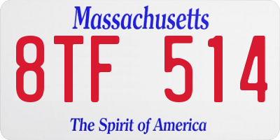 MA license plate 8TF514