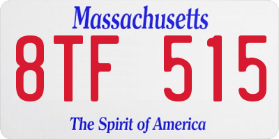 MA license plate 8TF515