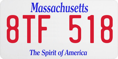 MA license plate 8TF518