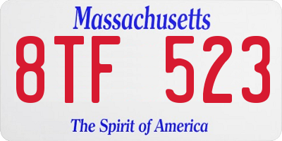MA license plate 8TF523