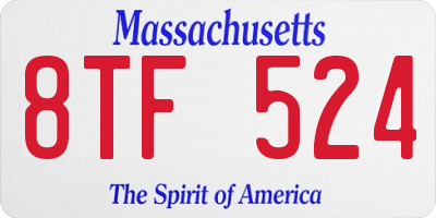 MA license plate 8TF524