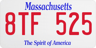 MA license plate 8TF525