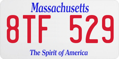 MA license plate 8TF529