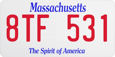 MA license plate 8TF531