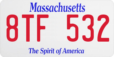 MA license plate 8TF532