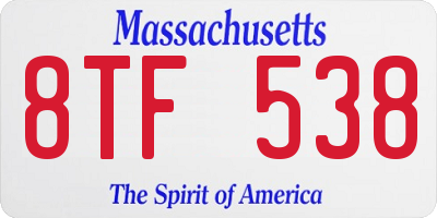 MA license plate 8TF538