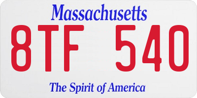MA license plate 8TF540