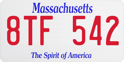 MA license plate 8TF542