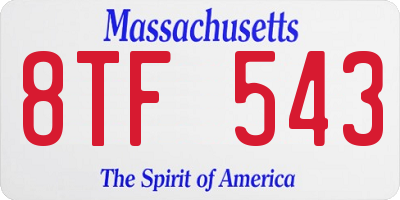 MA license plate 8TF543