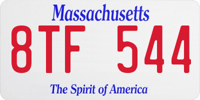MA license plate 8TF544