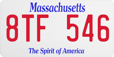 MA license plate 8TF546