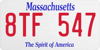 MA license plate 8TF547