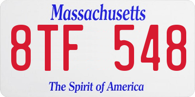 MA license plate 8TF548