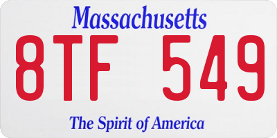 MA license plate 8TF549