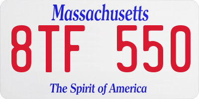MA license plate 8TF550