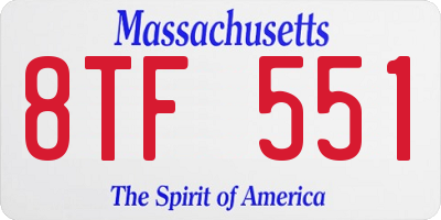 MA license plate 8TF551