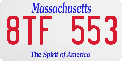 MA license plate 8TF553