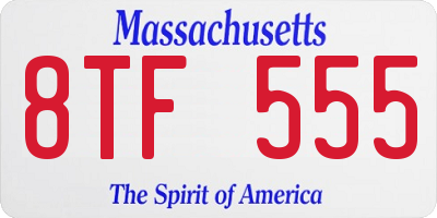 MA license plate 8TF555