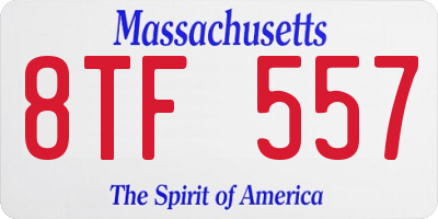 MA license plate 8TF557