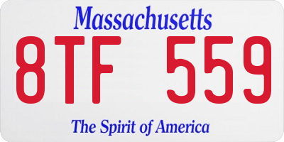 MA license plate 8TF559