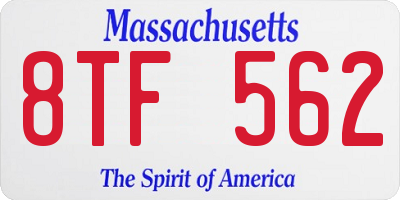 MA license plate 8TF562