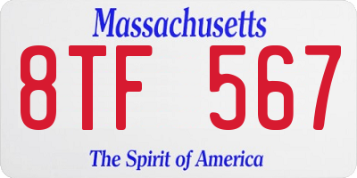 MA license plate 8TF567