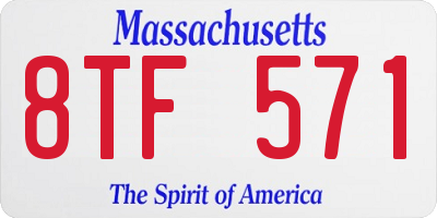 MA license plate 8TF571