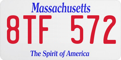 MA license plate 8TF572