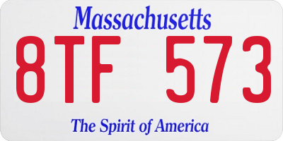 MA license plate 8TF573