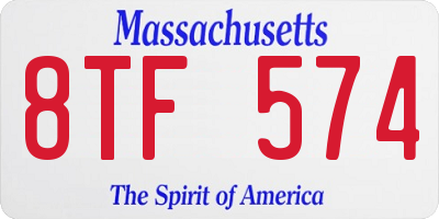 MA license plate 8TF574