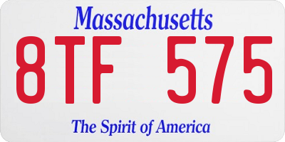 MA license plate 8TF575