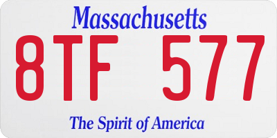 MA license plate 8TF577