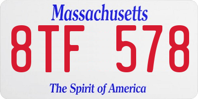 MA license plate 8TF578