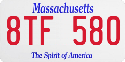 MA license plate 8TF580
