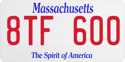 MA license plate 8TF600