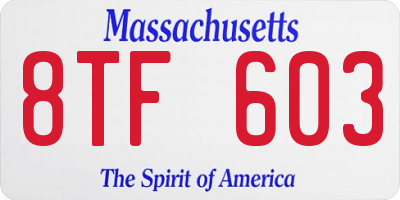 MA license plate 8TF603