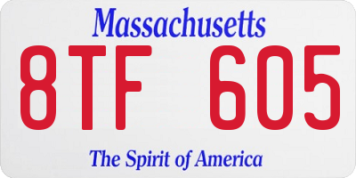 MA license plate 8TF605
