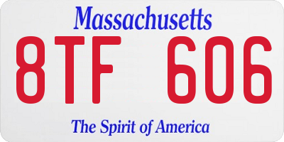MA license plate 8TF606
