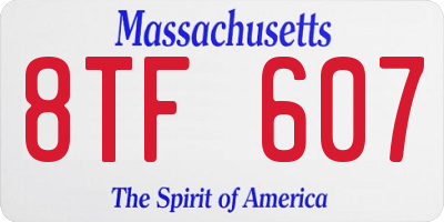 MA license plate 8TF607