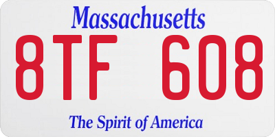 MA license plate 8TF608