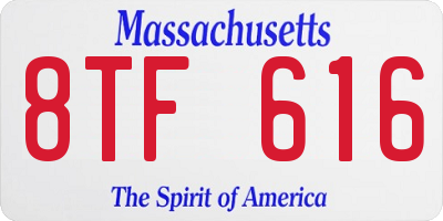 MA license plate 8TF616