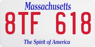 MA license plate 8TF618