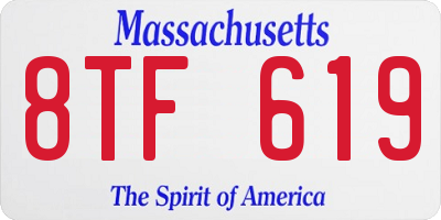 MA license plate 8TF619