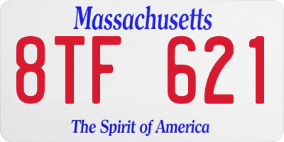 MA license plate 8TF621