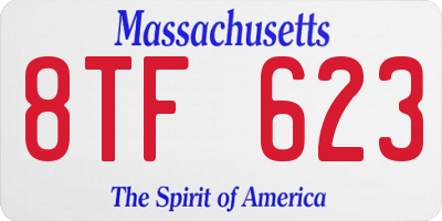MA license plate 8TF623