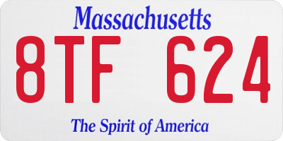 MA license plate 8TF624