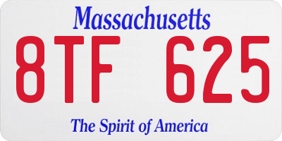 MA license plate 8TF625
