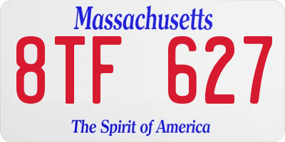 MA license plate 8TF627