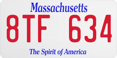 MA license plate 8TF634