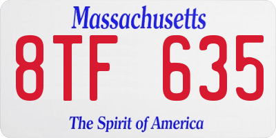 MA license plate 8TF635